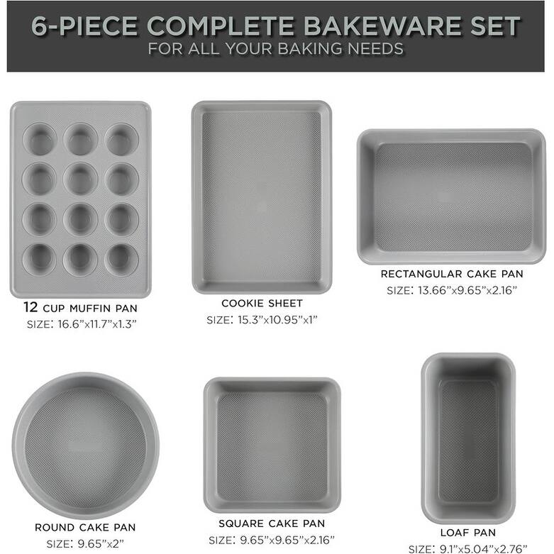 Country Kitchen Nonstick Heavy Duty Stackable Bakeware Set - Durable, Easy Release Baking Set, 6 Pcs