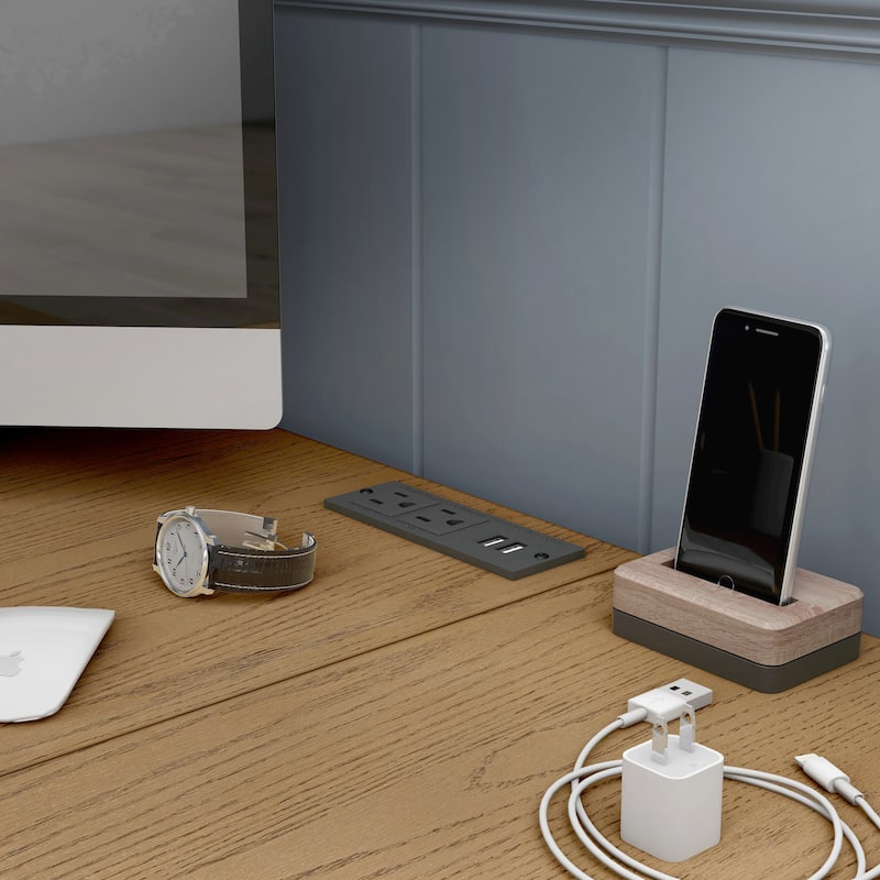 Haley Farmhouse 59-inch Metal L-Shaped Computer Desk with USBs by Furniture of America