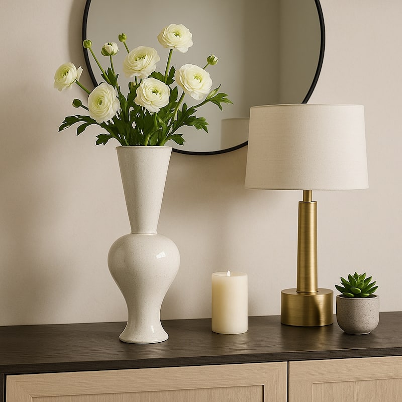 Stoneware Decorative Vase Oversized Tall Flower Sculptural Pedestal