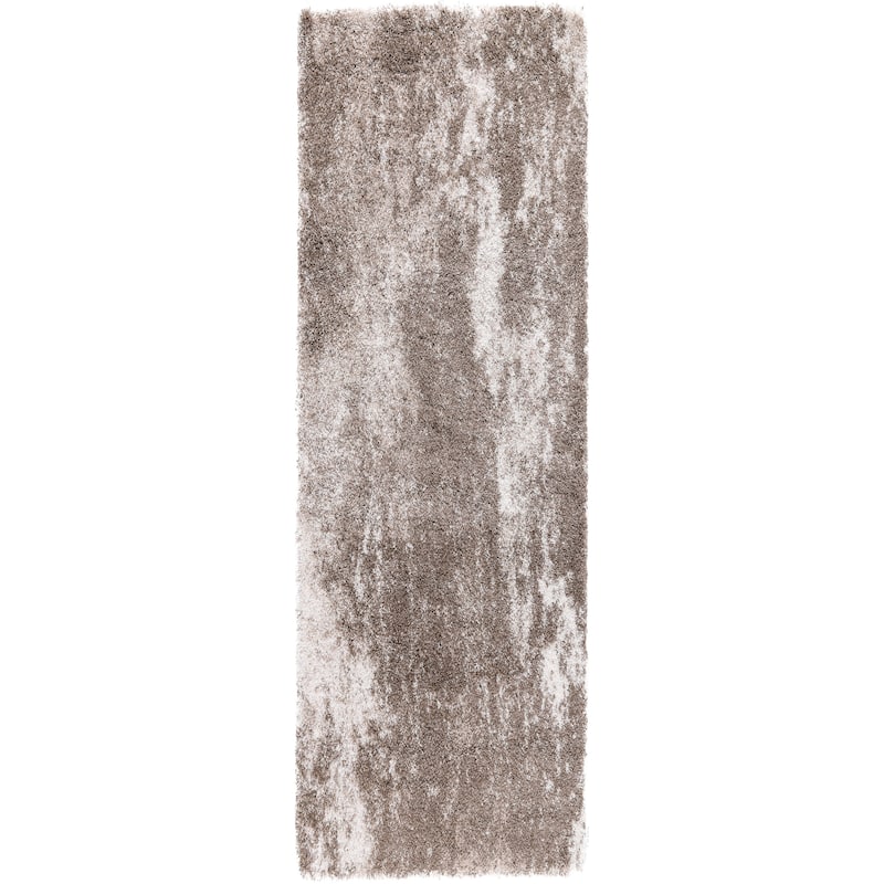 Noori Rug Lux Ridley Abstract Modern 2-inch Thick Shag Rug - 2'2" x 6'0" - Brown/Beige
