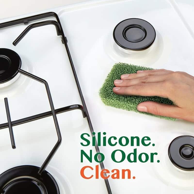 Peachy Clean Antimicrobial Glass Cooktop Stove Silicone Cleaning Scubber Sponge