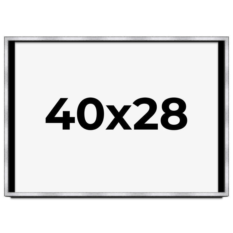 40x28 Shadow Box Frame Silver | 1.375 Inches Deep Real Wood