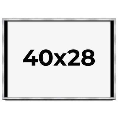 40x28 Shadow Box Frame Silver | 1.375 Inches Deep Real Wood