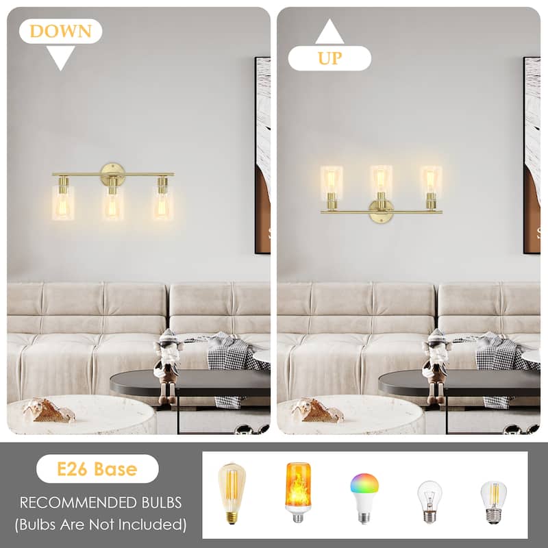 Modern 3-Light Dimmable Bathroom Vanity Lights, Industrial Wall Sconces, Modern Wall Lights - W22.83"x H8.46"