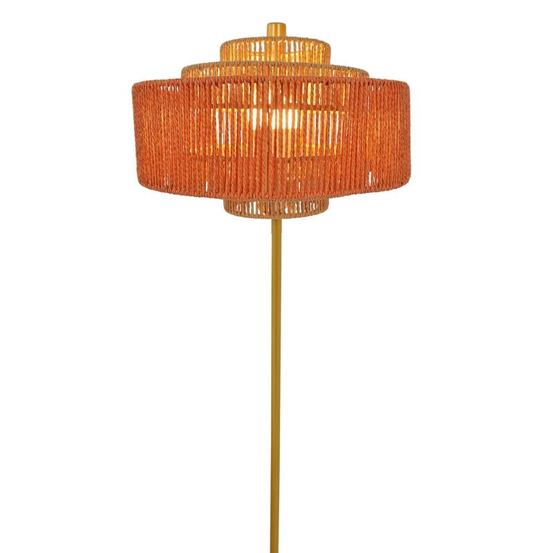 Modern Tripod Floor Lamp, Living Room Standing Lamp with Fabric Shade - Gold
