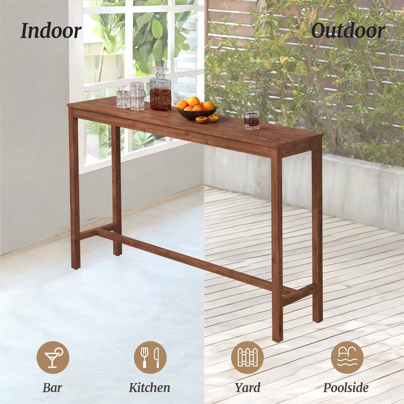 Casual 53.in/63.in Outdoor & Indoor Rectangular Patio Bar Table Wood Dining Table