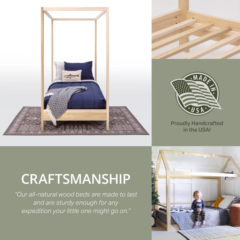 Twin Size Bed Coastal Cottage Style Platform Bed Solid Wood Bed Frame