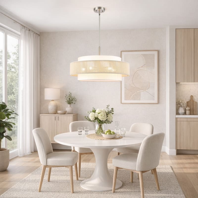 GetLedel 5-Light Double Shaded Drum Chandelier