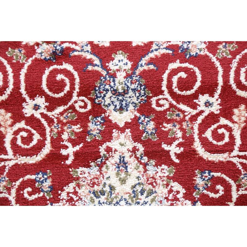Red Floral Medallion Transitional Turkish Rug Oriental Carpet