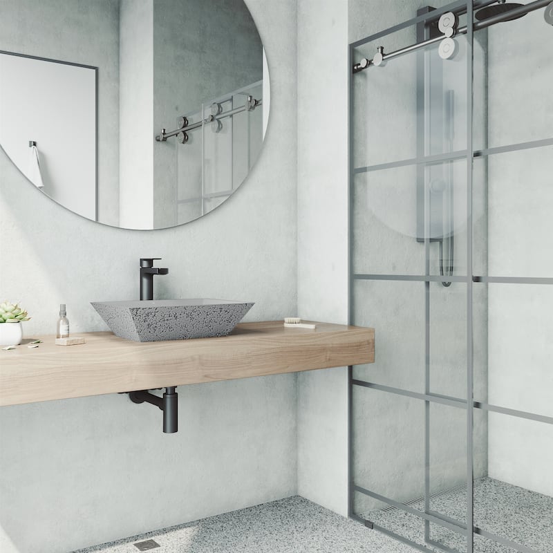 VIGO Vinca 18"L x 14"W x 5"H Matte Stone Rectangular Bathroom Vessel Sink