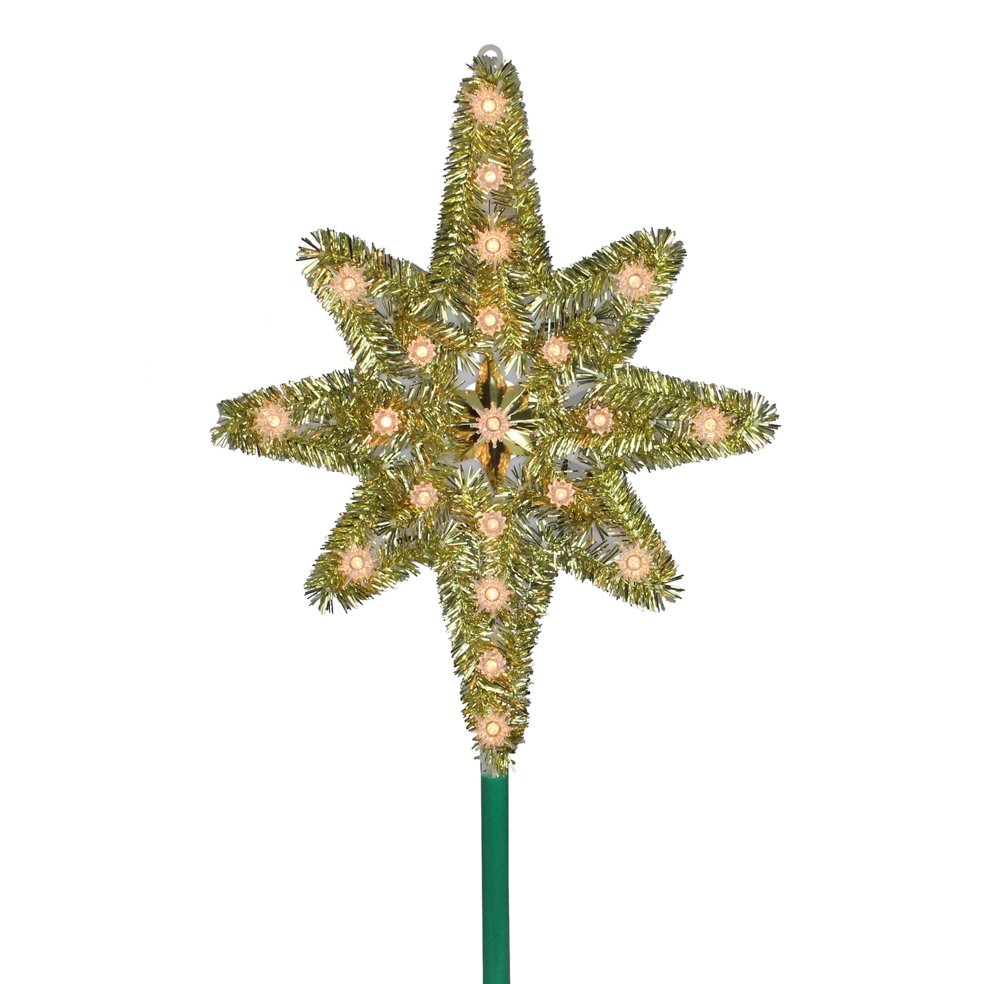 21" Gold Lighted Star of Bethlehem Christmas Tree Topper Clear Lights