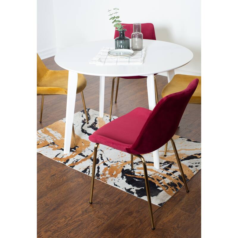 Modern Style Dining Set with Round Table and Velvet Upholstered Chairs