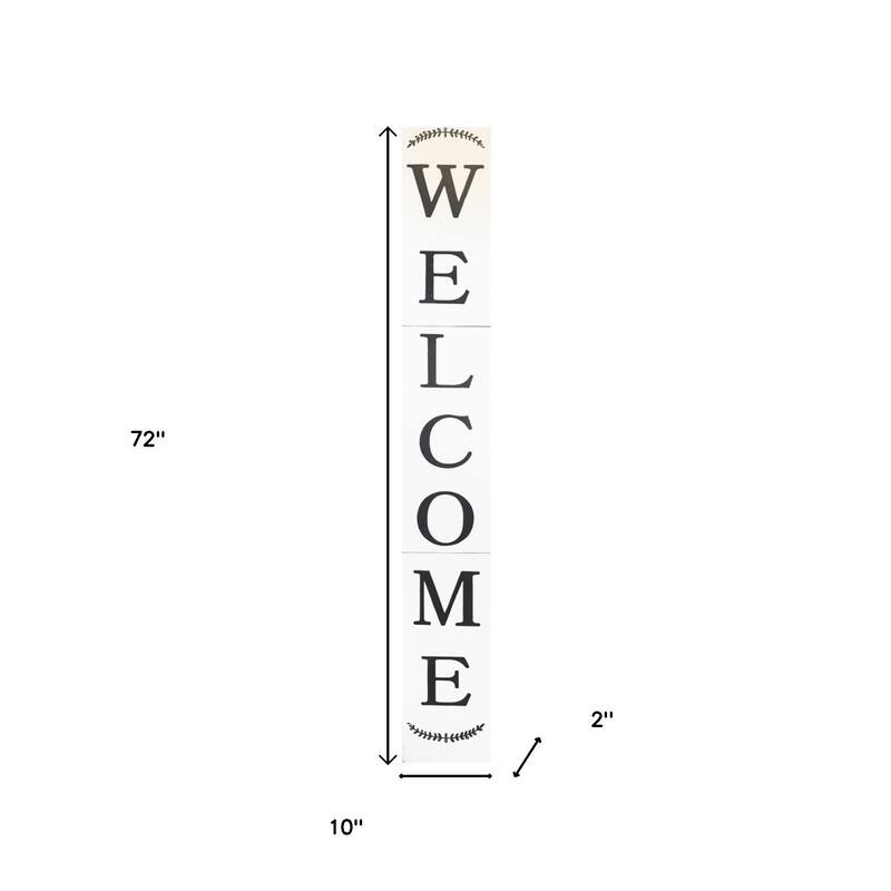 HomeRoots 72" White Solid Wood Welcome Porch Sign