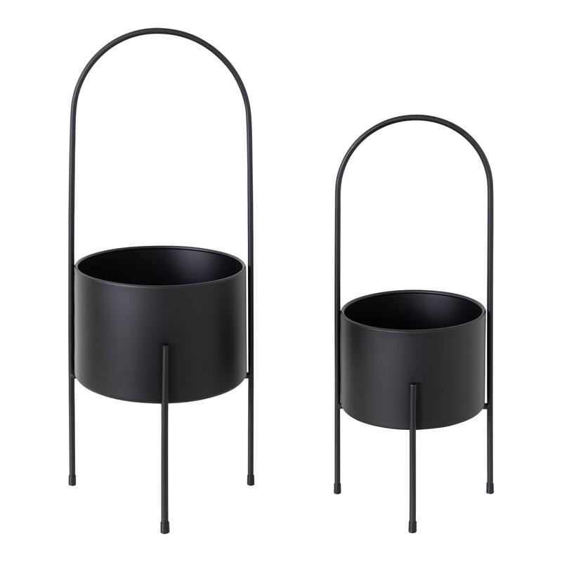 Kate and Laurel Peeto Freestanding Planter Set - 2 Piece - Black