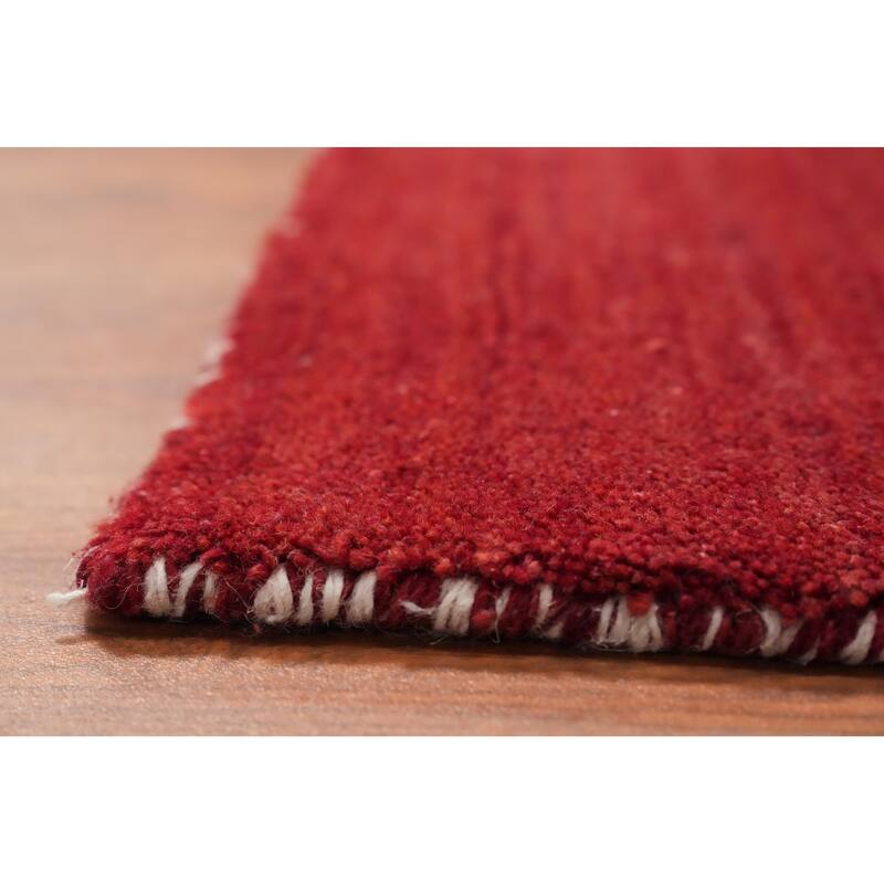 Hand Knotted Oriental 100% Wool Carpet Tribal Tribal Red Gabbeh Area Rug - 9' 7'' X 8' 2''