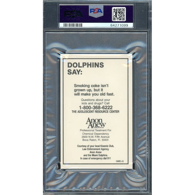 Dan Marino 1986 Dolphins Police Football Card #5 Graded PSA 10 - 8'6" x 11'6"