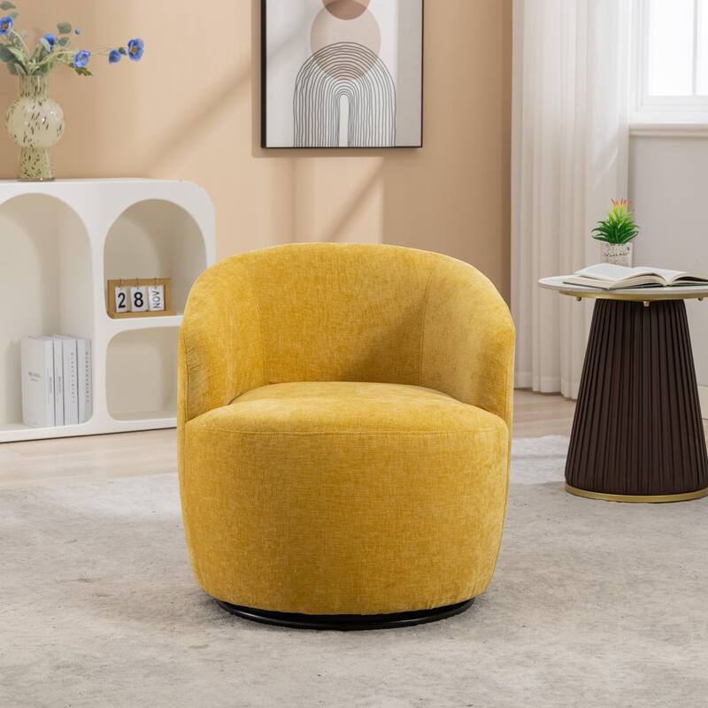 Armchair with black powder coated metal ring