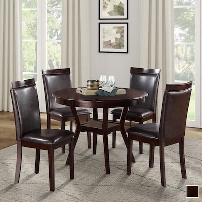 Millwood Wood 5-piece Espresso Wood and Faux Leather Dining Set