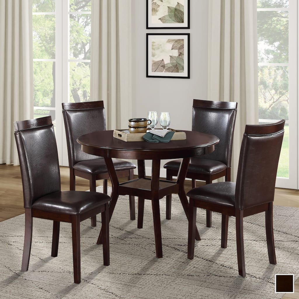 Millwood Wood 5-piece Espresso Wood and Faux Leather Dining Set