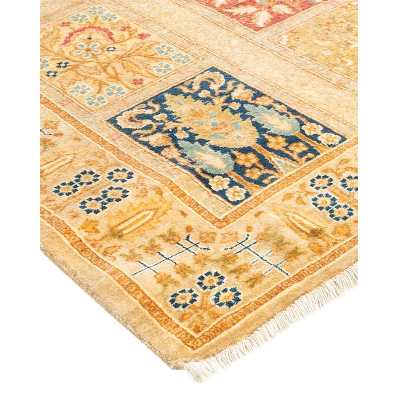 Overton Hand Knotted Wool Vintage Inspired Traditional Mogul Ivory Runner Rug - 2' 8" x 13' 1"