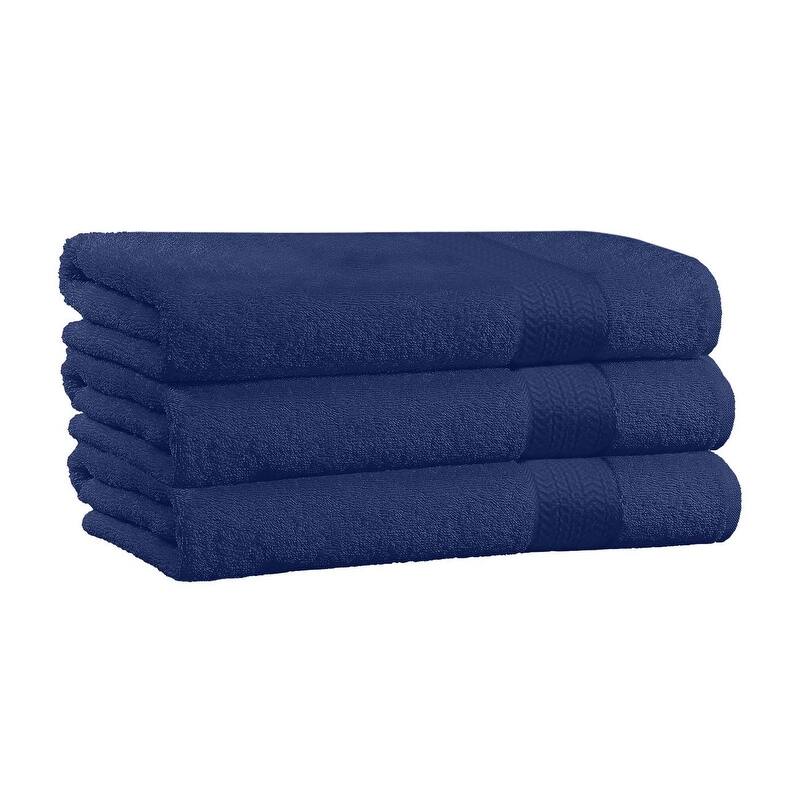 Set of 3 Super Soft & High Quality Bath Towels 54" L x 27" W - Navy