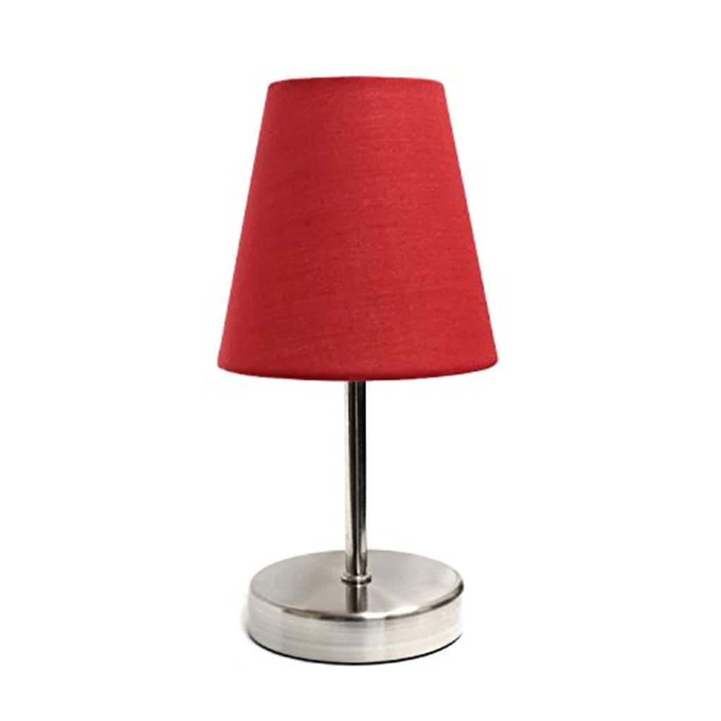 10.5 in. Sand Nickel Finish Table Lamp with Red Shade, Stick Table Lamp for Living Room Tables