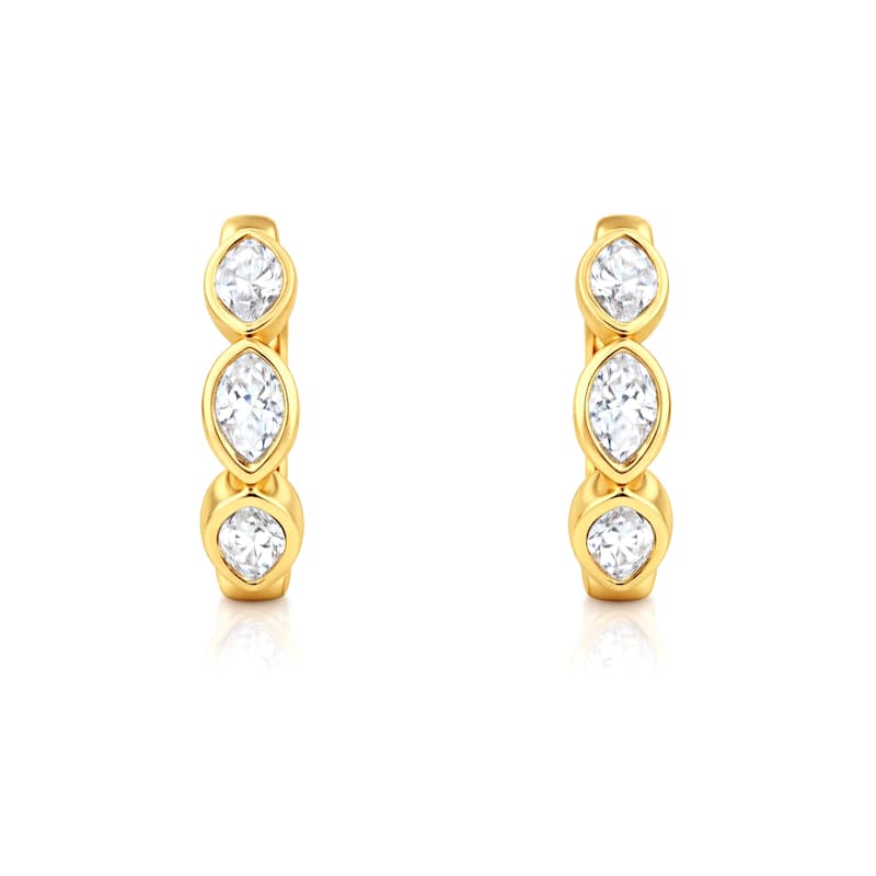Auriya 14k Gold Lab Grown Diamond Marquise Bezel Hoop Earrings 1.00 to 4.00 ct. tw. (F-G VS) - White