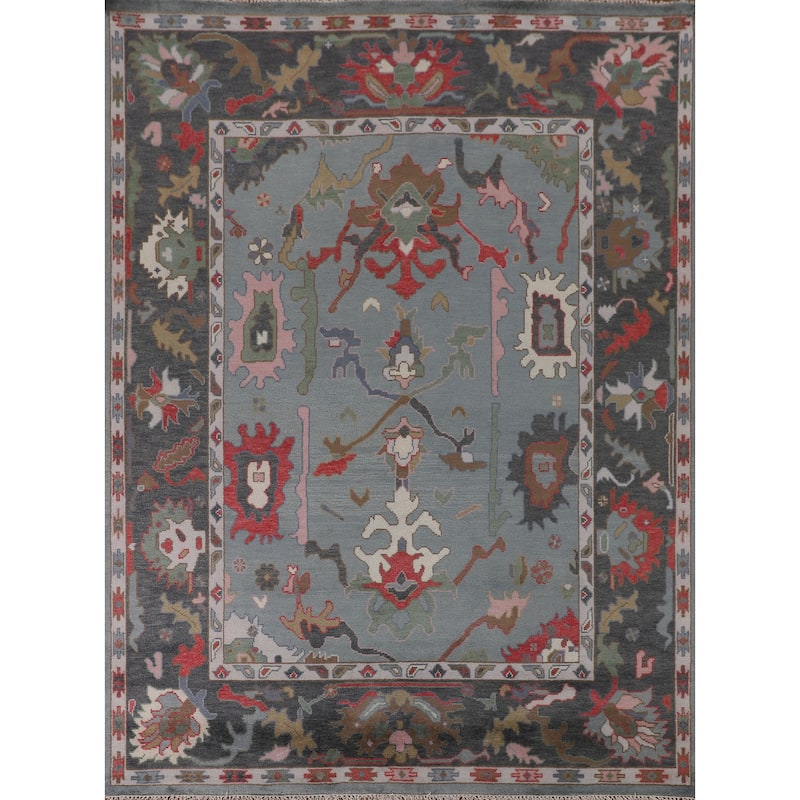 Transitional Oushak Oriental Area Rug Handmade Wool Carpet - 7'11"x 9'11"
