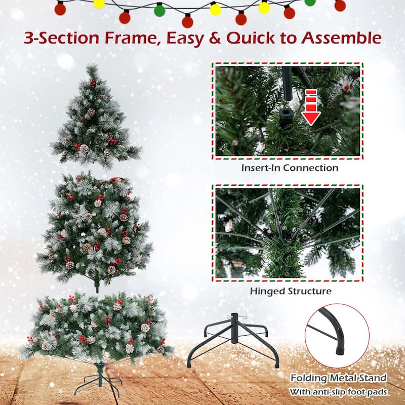7 FT Pre-Lit Artificial Christmas Tree w/ Pine Needles 400 LED Lights