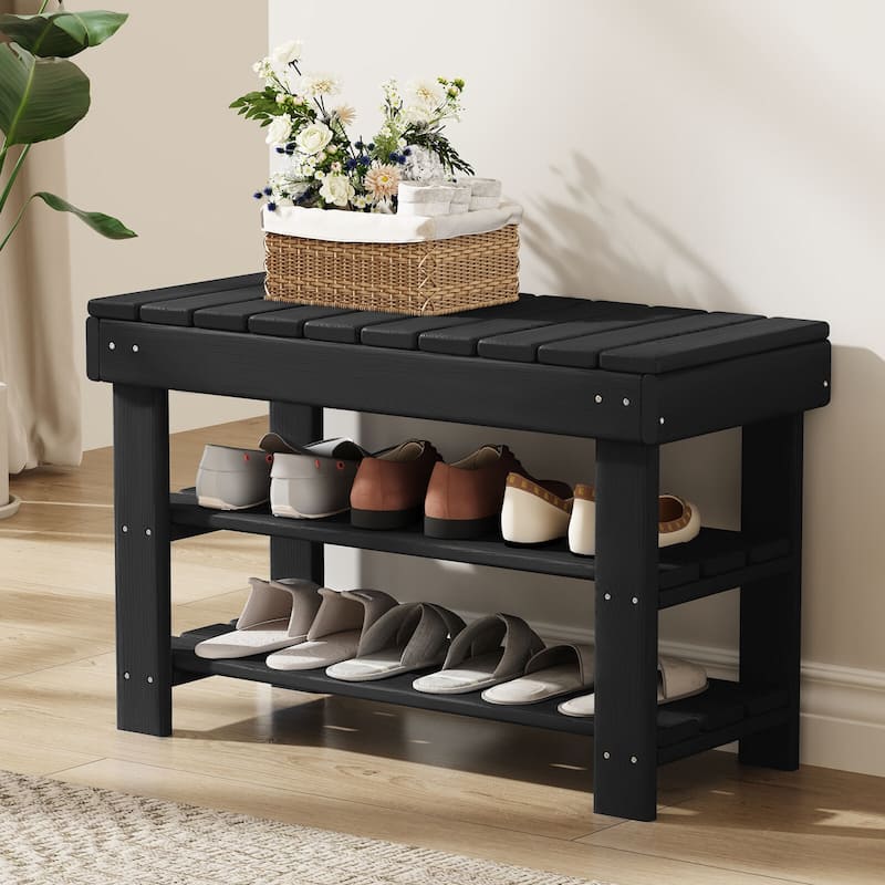 HDPE Outdoor Storage Bench Entryway Shoe Rack Patio Bench