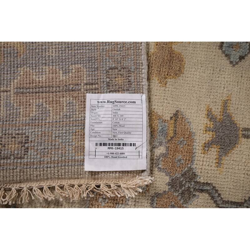 Oushak Indian Area Rug Hand-Knotted Wool Carpet - 8'2"x 9'10"