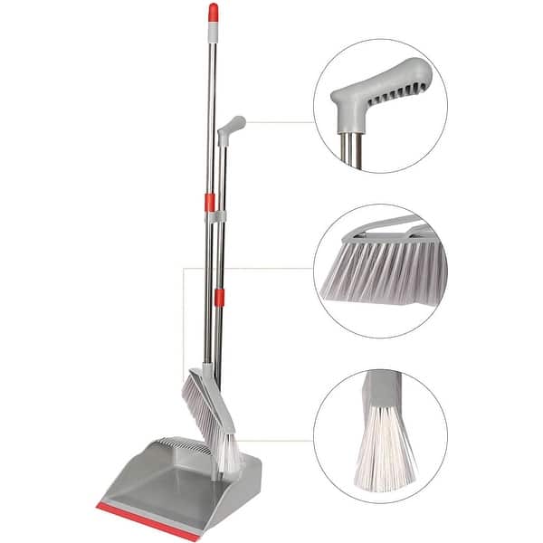 New Broom and Dustpan Set Stainless Steel Upright Broom Dustpans