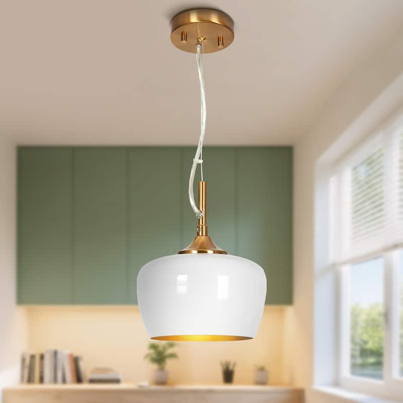 Modern Farmhouse Black Gold 1-Light Pendant Light Dome Island Lights for Dining Room