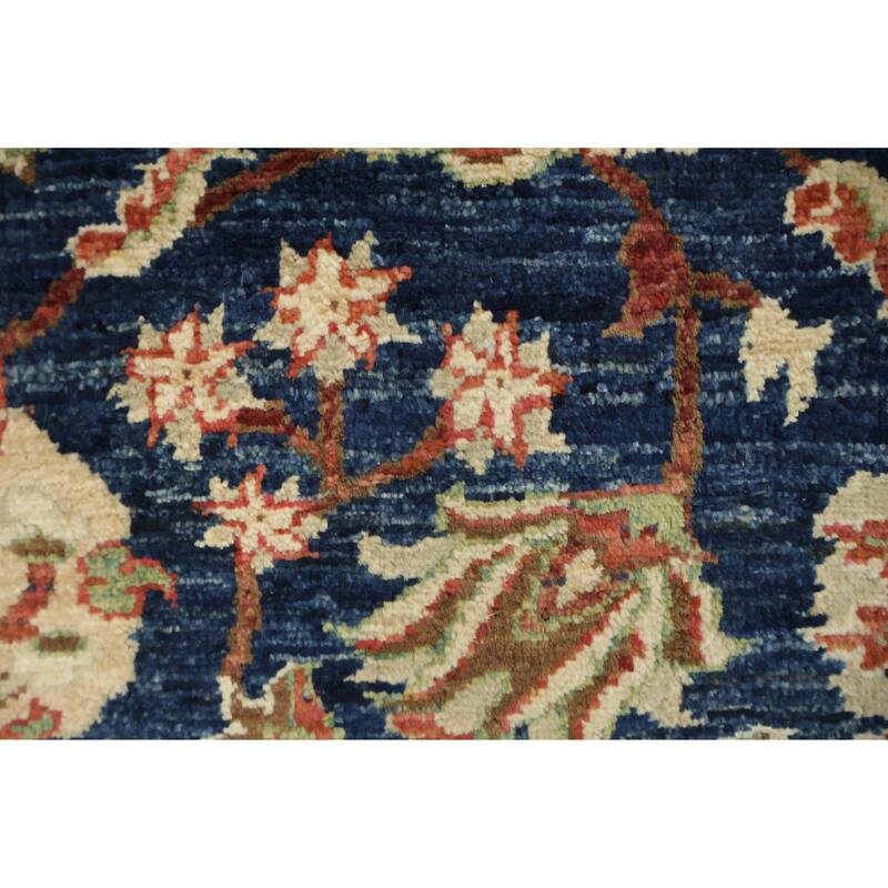 Hand Knotted Oriental 100% Wool Carpet Traditional All-Over Navy Blue & Blues Ziegler Area Rug - 5' 10'' X 4' 1''