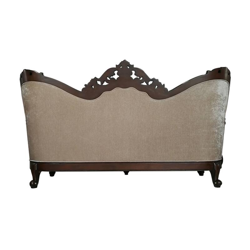 Victoire Beige and Dark Walnut Sofa with Queen Anne Leg