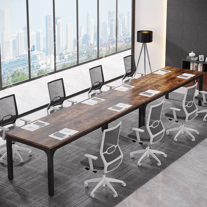 Rectangle 13FT Large Conference Table Set of 2, 78.74-Inch Meeting Seminar Table, Long Business Table