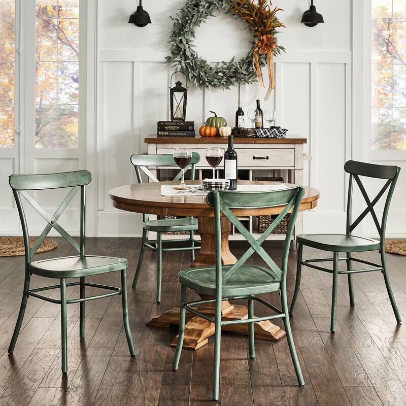 Eleanor 5-Piece Dining Set with Metal X-Cross Back Chairs by iNSPIRE Q Classic