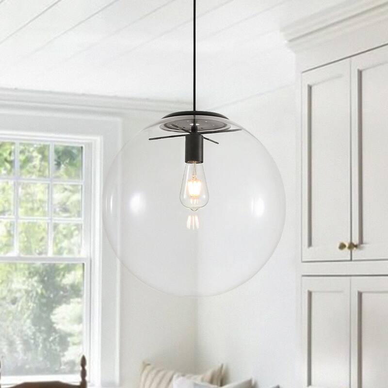 Minimalism Single-Light Clear Glass Globe Pendant - 15.7 in