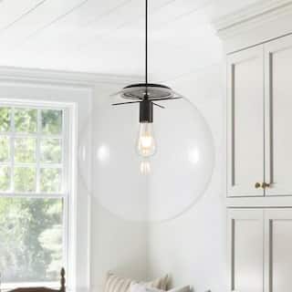 Minimalism Single-Light Clear Glass Globe Pendant - 15.7 in