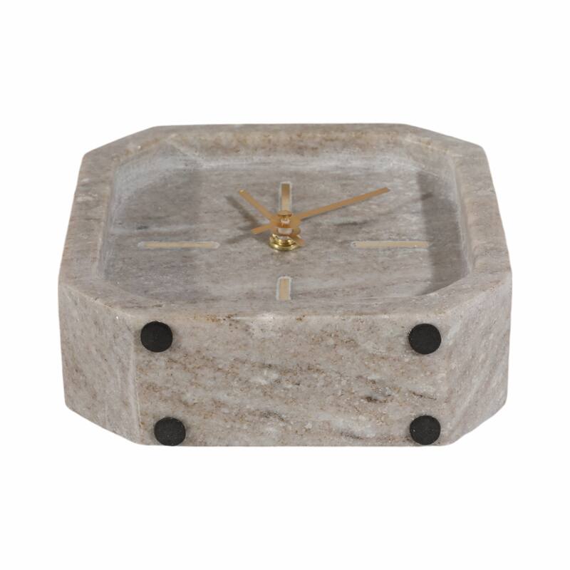 Modern Glam Marble & Stone Clock for Home Decor
