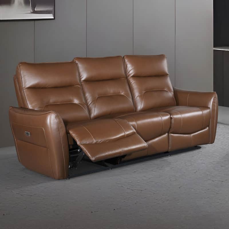 Furniture of America Gemono Modern 2-Piece Power Recline Leather Match Sofa and Loveseat Set