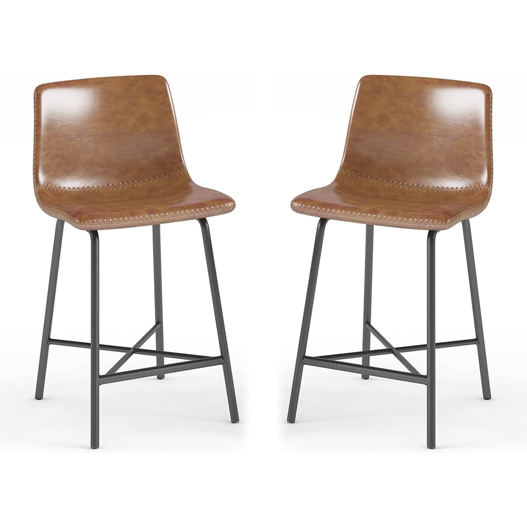 Tan leather sales bar stools