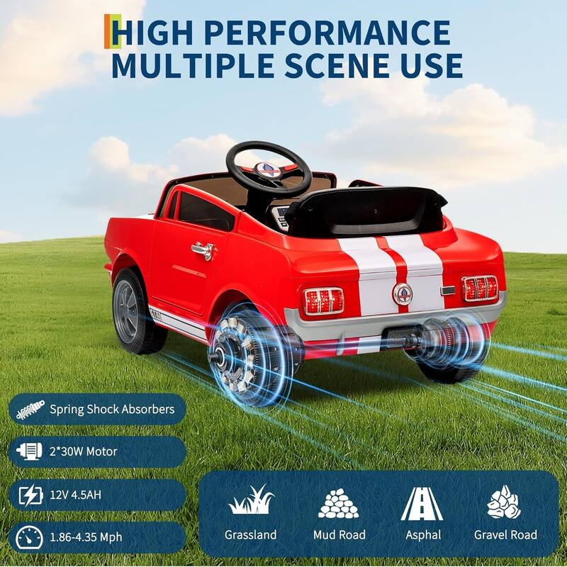 12v Electric Vehicle Licensed Shelby GT350 Ride on Car Toy for Kids Best Gifts
