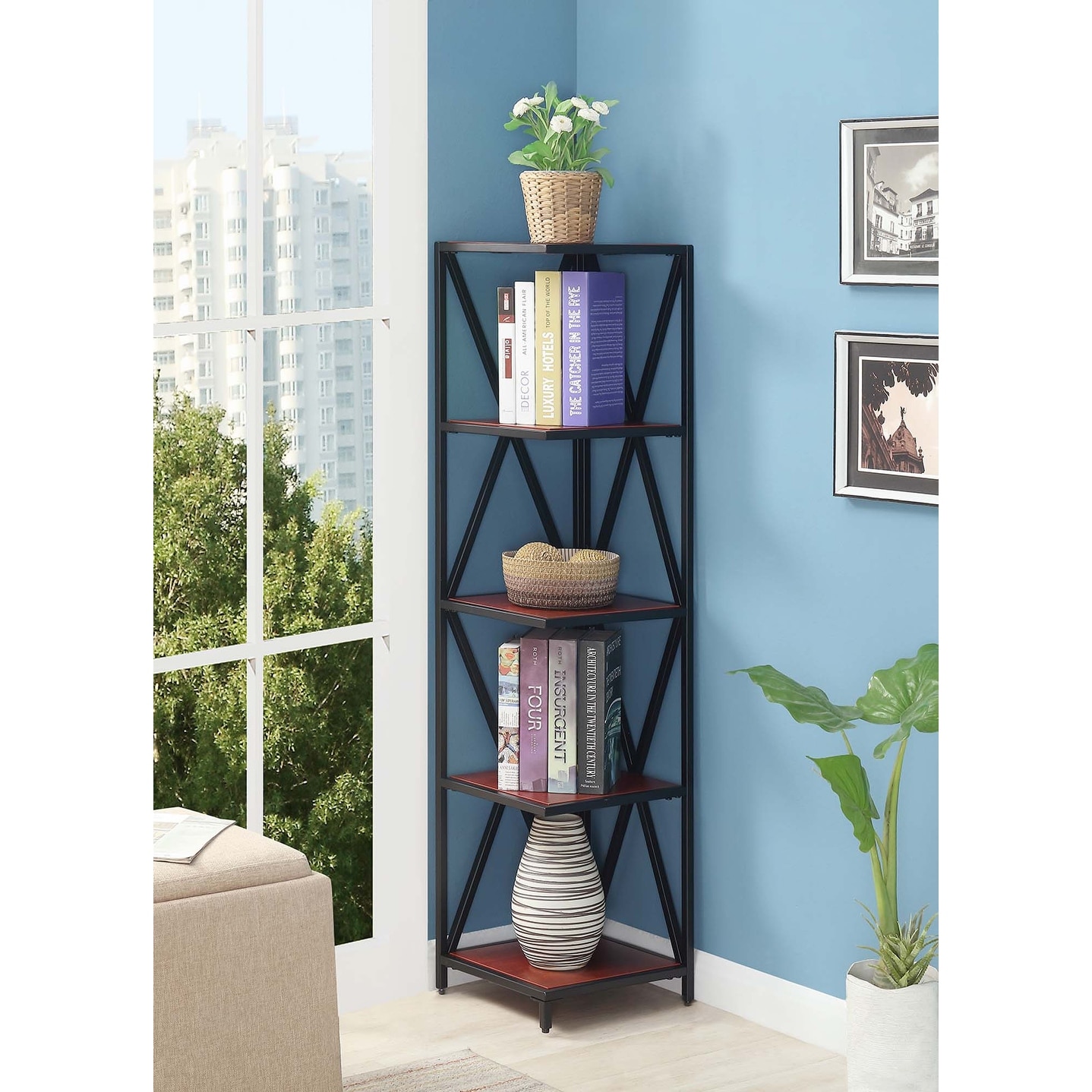 Convenience concepts omega 5 top tier corner bookcase