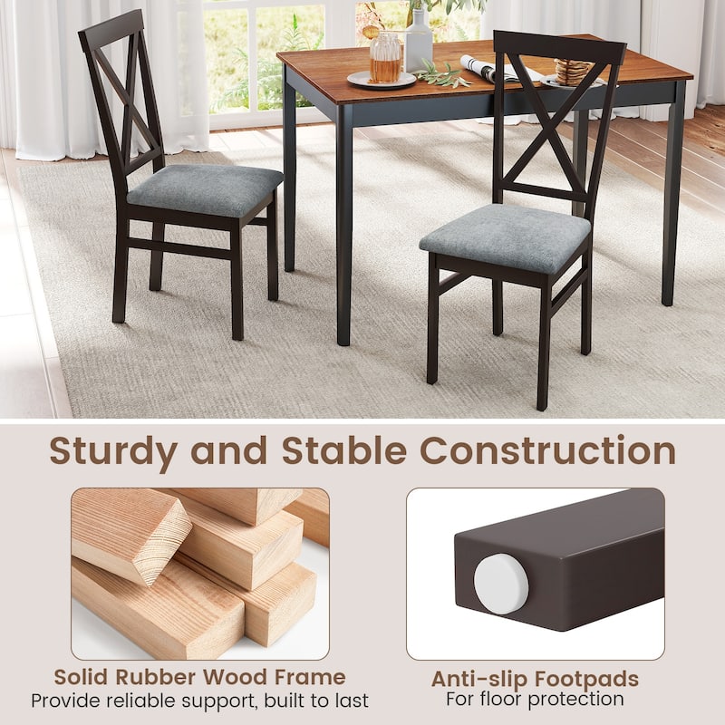 Gymax Modern Dining Chairs Set of 2 w/ Rubber Wood Frame Hollowed