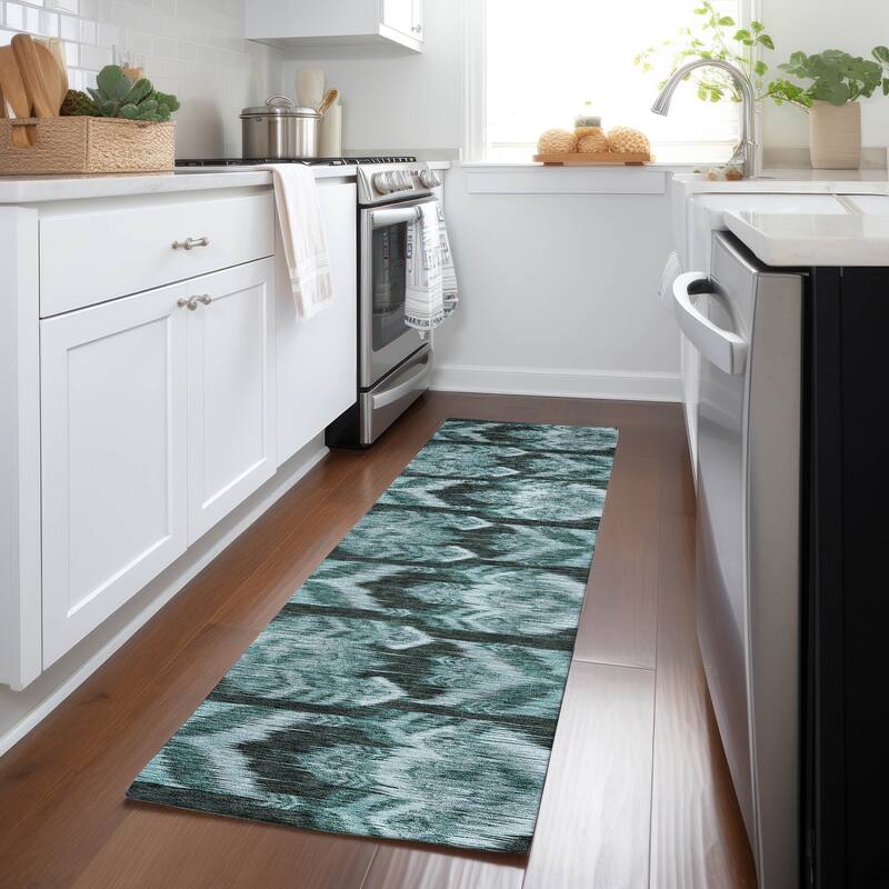 Machine Washable Indoor/ Outdoor Chantille Abstract Boho Rug