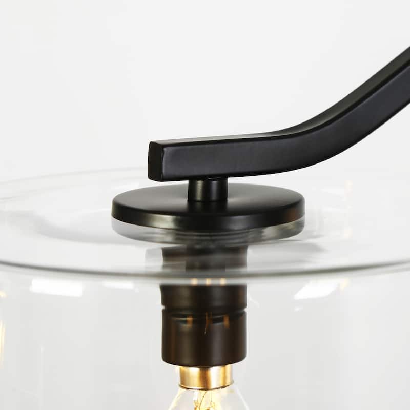 4-Light Black Linear Chandelier Sculptural Pendant with Clear Glass - 48.1"W x 7.8"D x 25.8" - 75.8"H