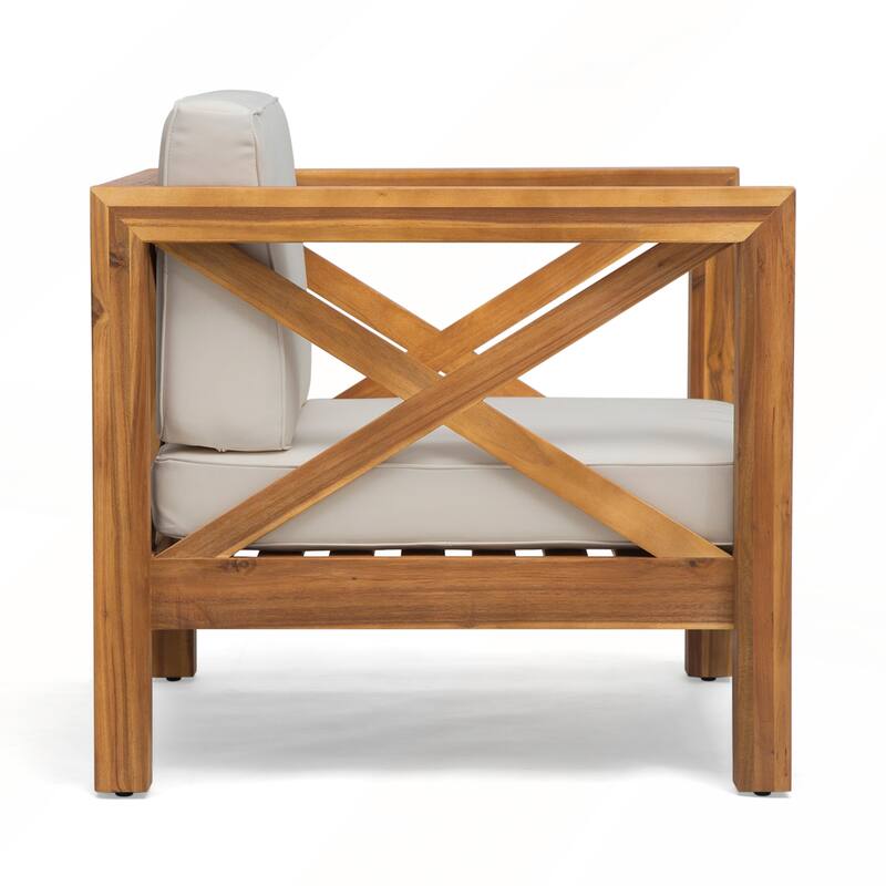 Mid Century Modern Acacia Wood Patio Club Chair