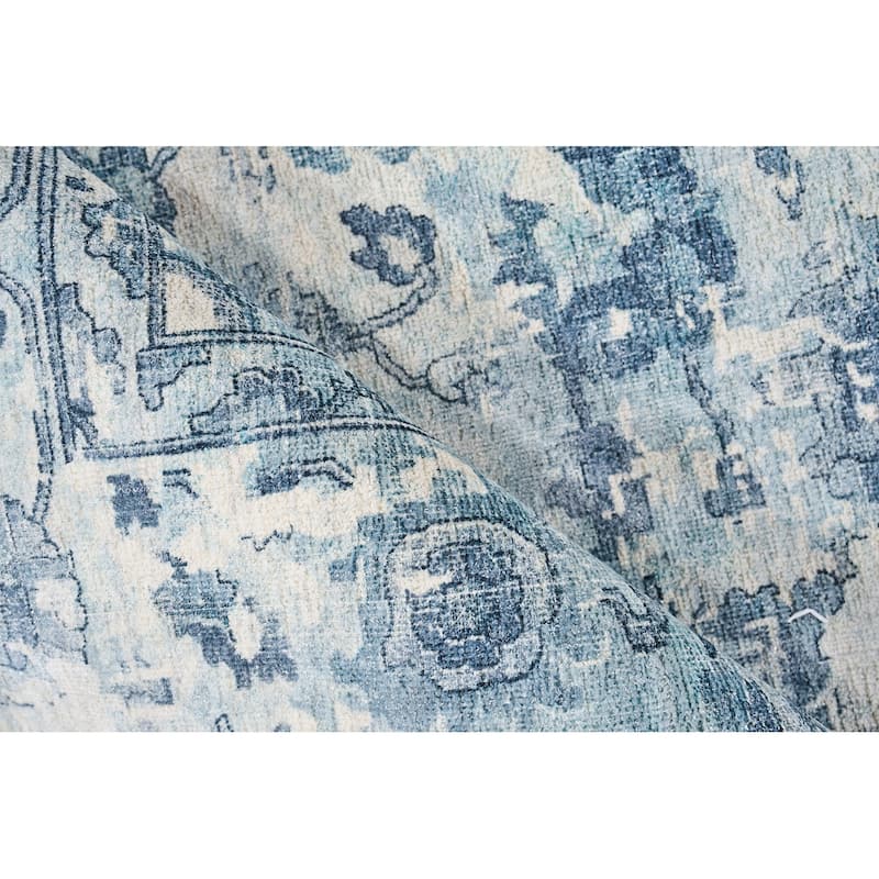 EXQUISITE RUGS Dorchester Hand-loomed Wool/Bamboo Silk Navy/Blue Area Rug.