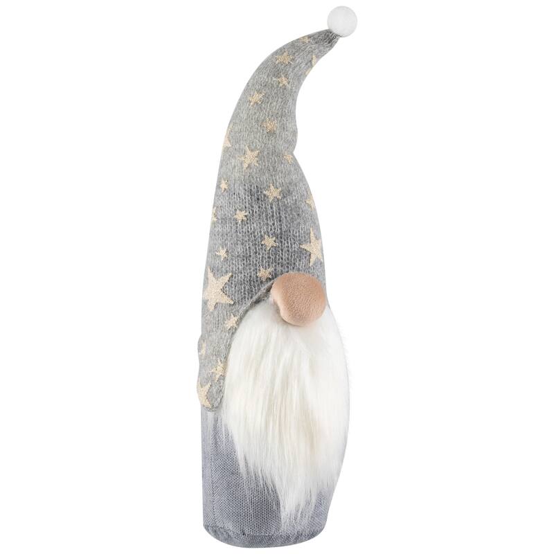 Gnome with Knitted Star Pattern Hat Christmas Figure - 17"